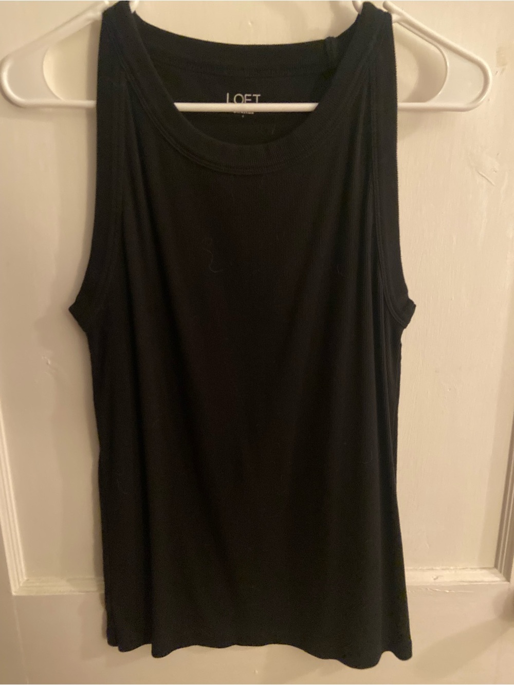 LOFT Black Ribbed Crew Tank